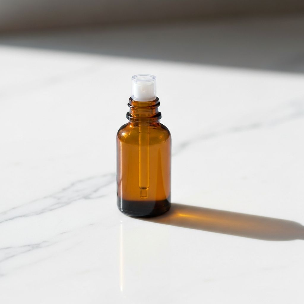 Serum en vidrio ámbar sobre mármol