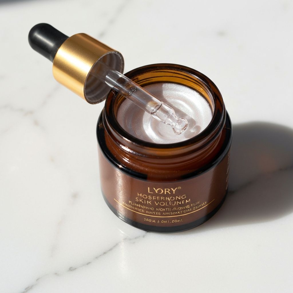 Sérum perlado en frasco de vidrio